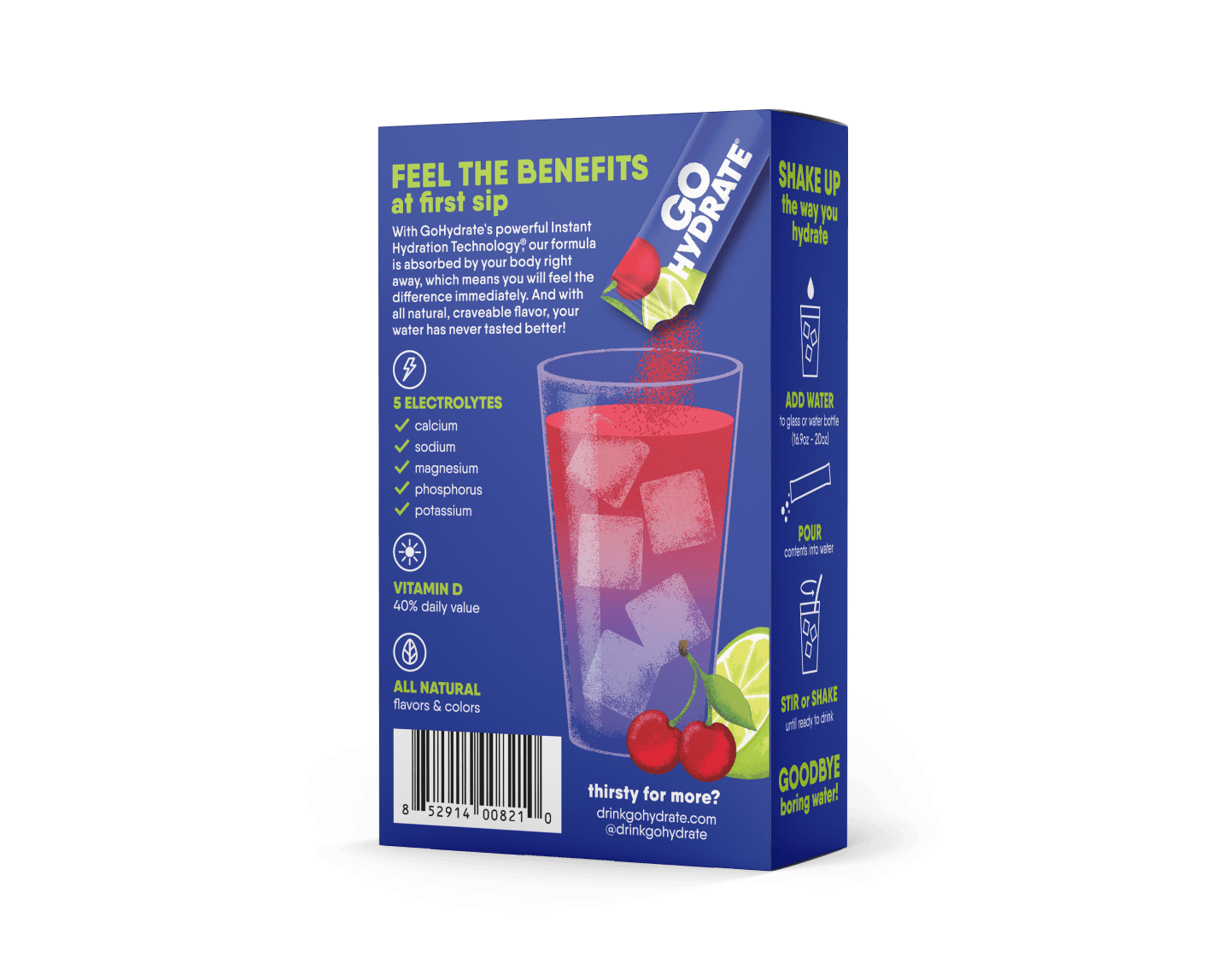 GoHydrate Cherry Limeade - 8pk Back of Box