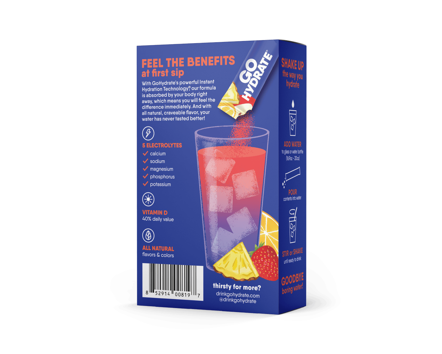 GoHydrate Fruit Punch - 30pk Back of Box