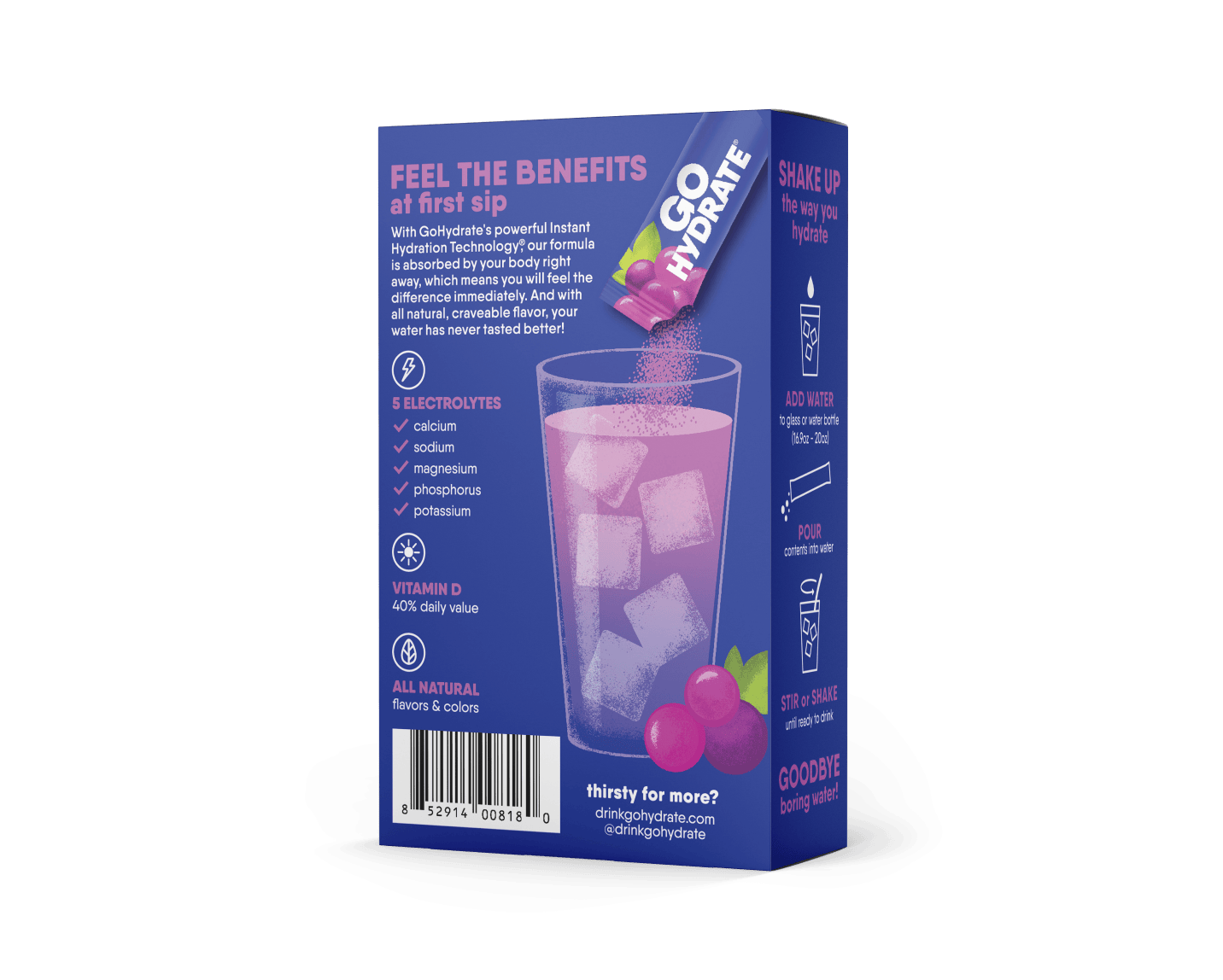 GoHydrate Grape - 8pk Back of Box